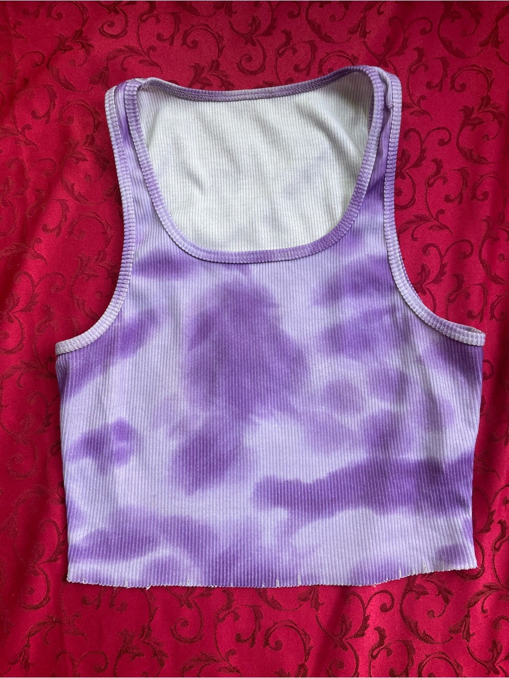Purple Tie-Dye Pattern Crop Top